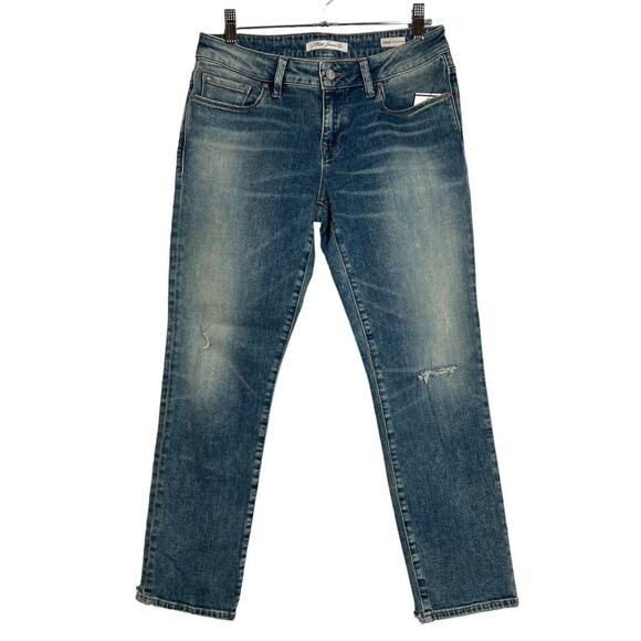 NWT MAVI EMMA Mid Rise Slim Boyfriend Jeans SIZE 27 Distressed Hem Denim NEW - Picture 1 of 10